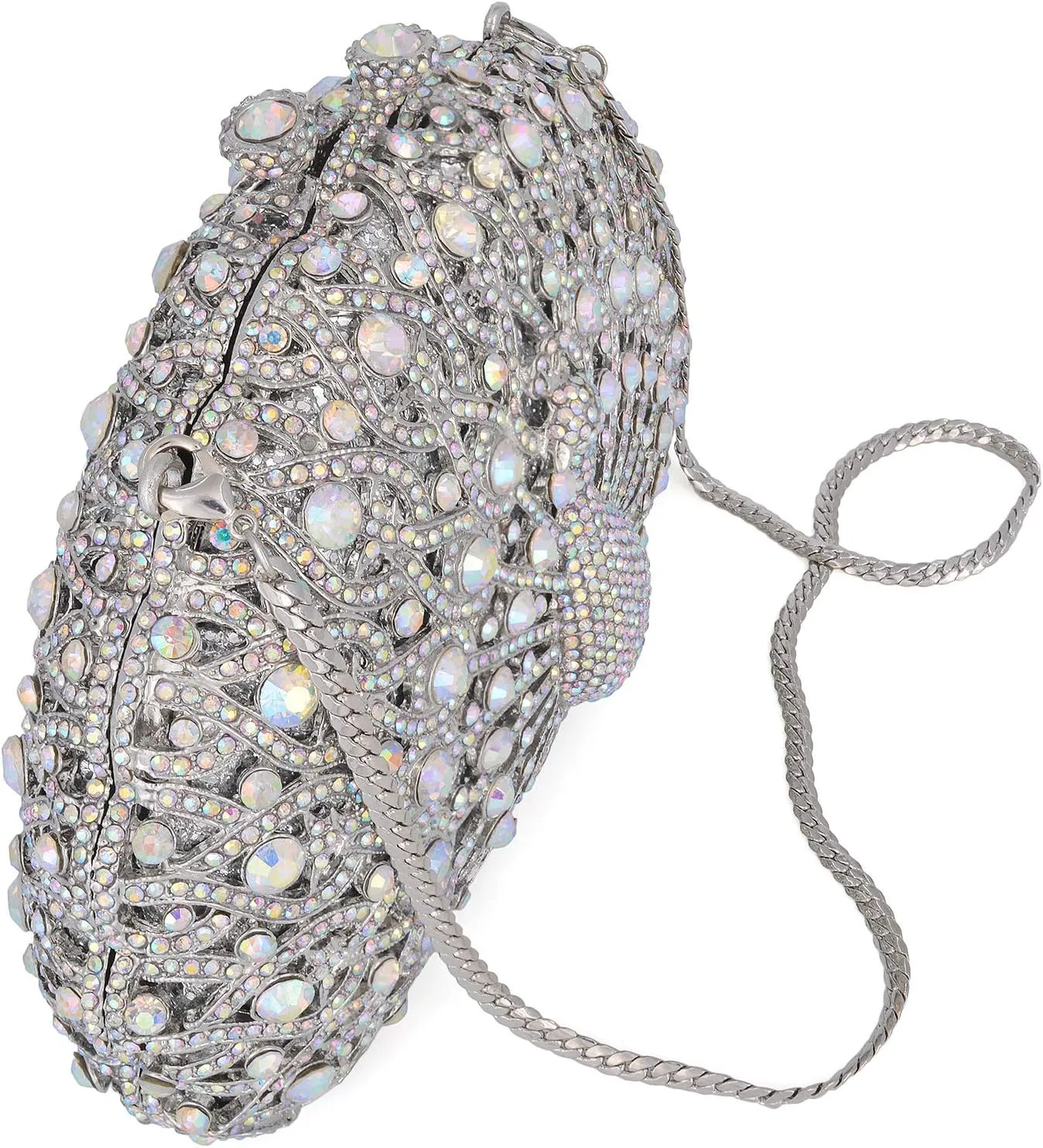 Peacock Luxury Rhinestone Crystal Evening Clutch Bag Sparkly Bride Wedding Party Purses for Women