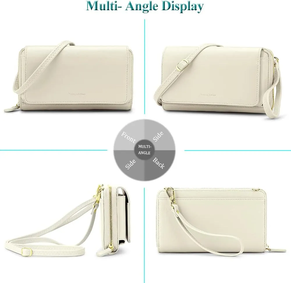 Peacocktion Crossbody Wristlet Wallets for Women RFID Vegan Leather Cross Body Cell Phone Purses with Zipper