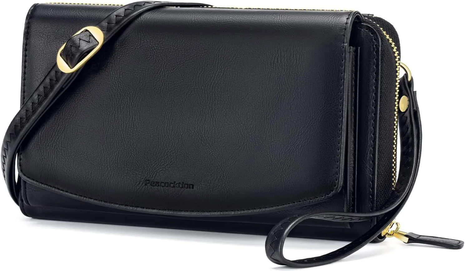 Peacocktion Crossbody Wristlet Wallets for Women RFID Vegan Leather Cross Body Cell Phone Purses with Zipper