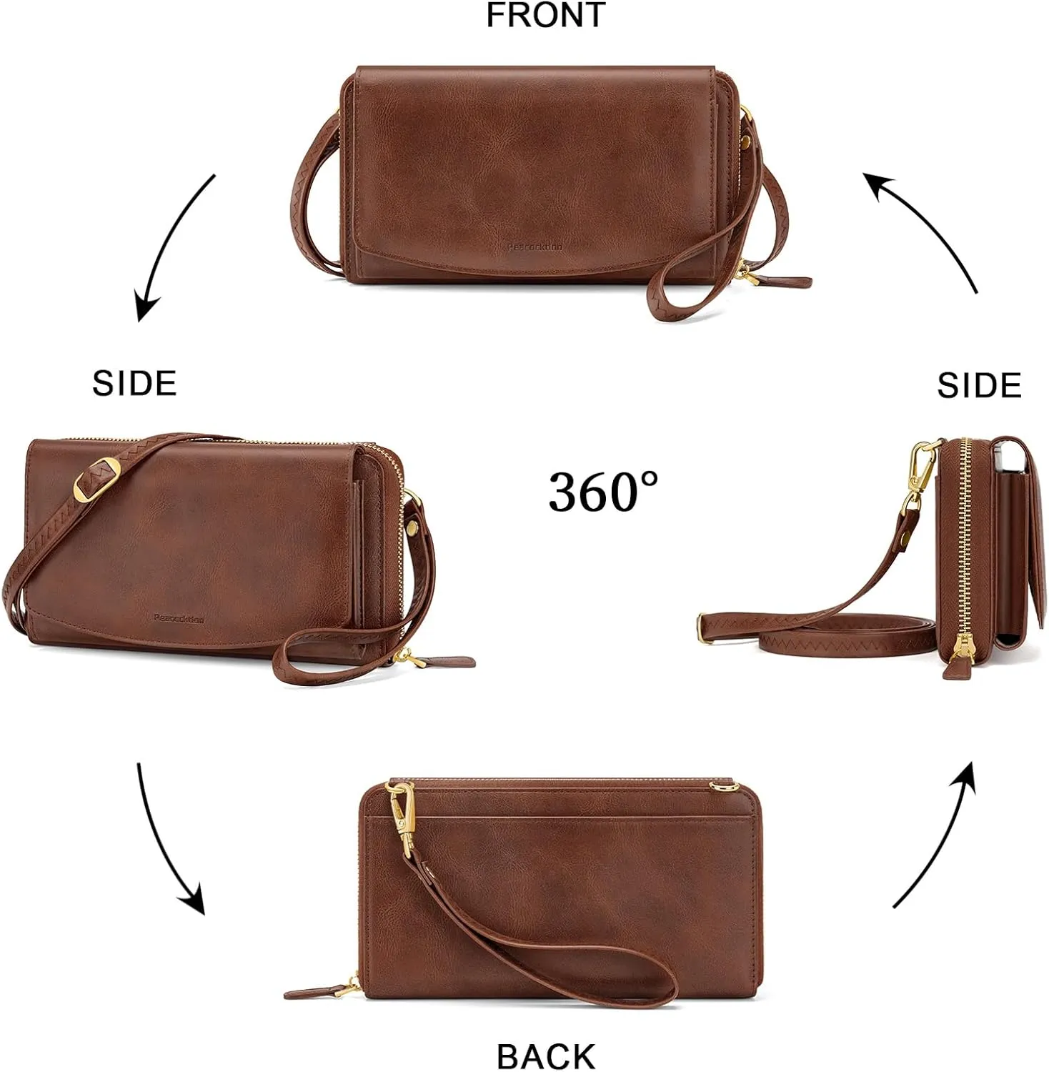Peacocktion Crossbody Wristlet Wallets for Women RFID Vegan Leather Cross Body Cell Phone Purses with Zipper