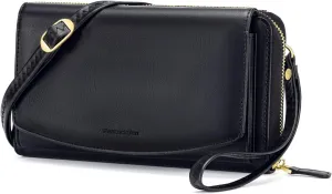 Peacocktion Crossbody Wristlet Wallets for Women RFID Vegan Leather Cross Body Cell Phone Purses with Zipper