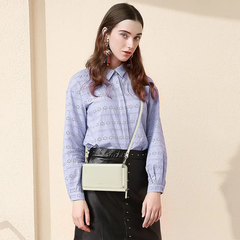Peacocktion Crossbody Wristlet Wallets for Women RFID Vegan Leather Cross Body Cell Phone Purses with Zipper