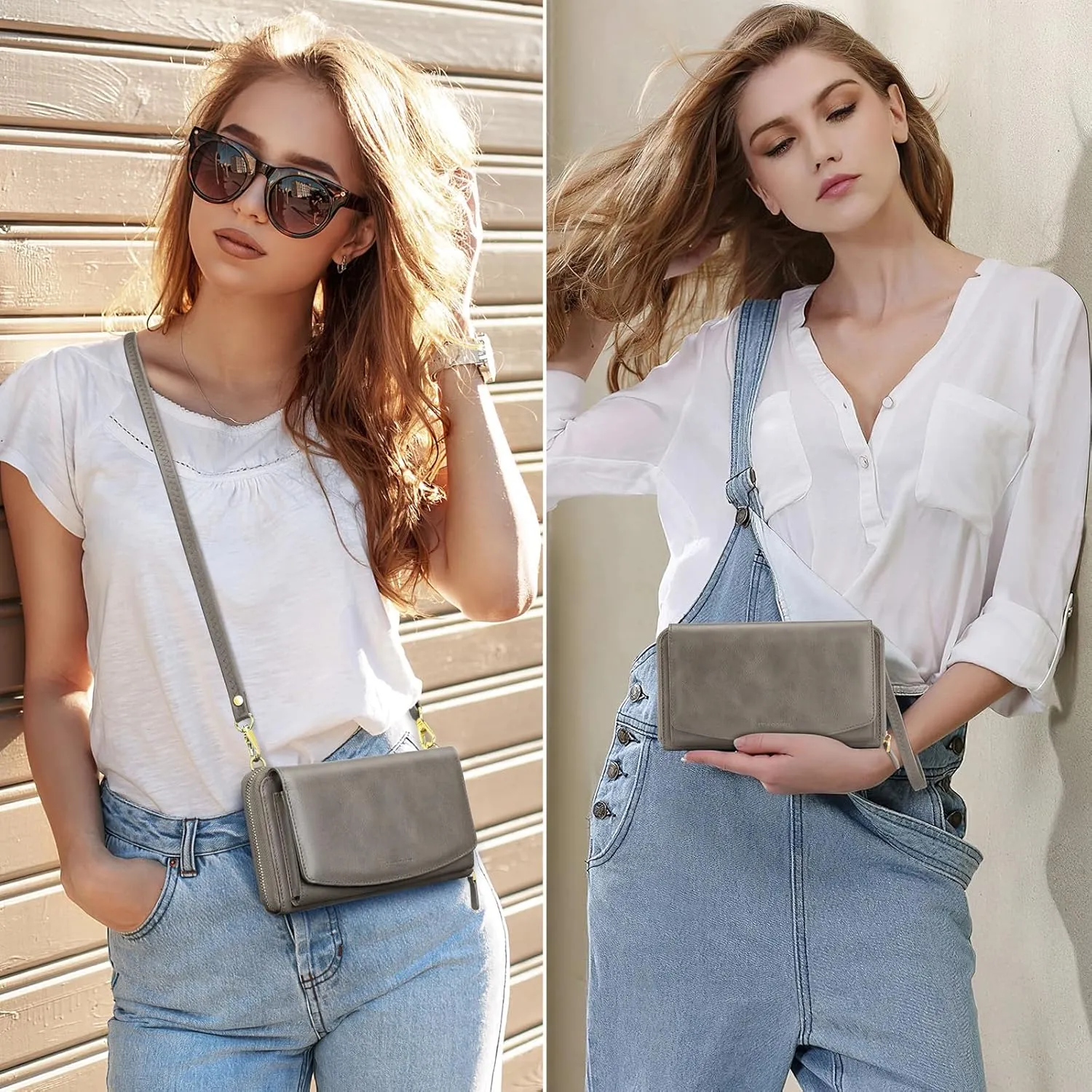Peacocktion Crossbody Wristlet Wallets for Women RFID Vegan Leather Cross Body Cell Phone Purses with Zipper