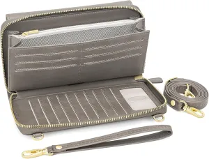 Peacocktion Crossbody Wristlet Wallets for Women RFID Vegan Leather Cross Body Cell Phone Purses with Zipper