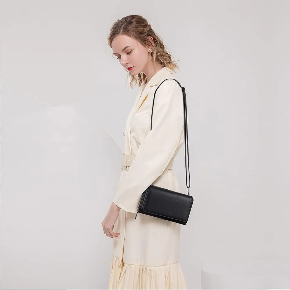 Peacocktion Crossbody Wristlet Wallets for Women RFID Vegan Leather Cross Body Cell Phone Purses with Zipper