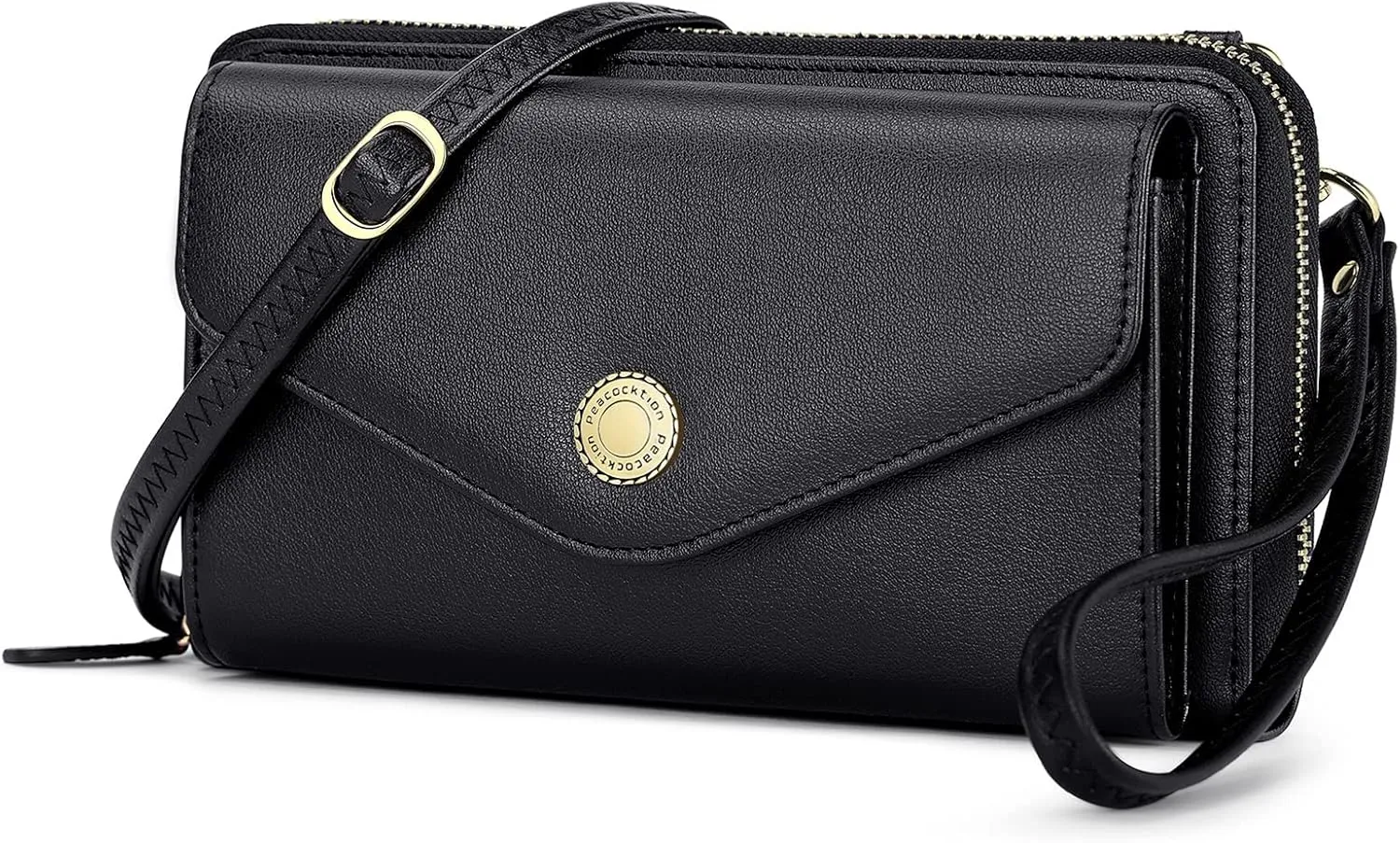 Peacocktion Women Wallet Purse Card Holder with RFID, Large Capacity Crossbody Wristlet Clutch 2 Straps