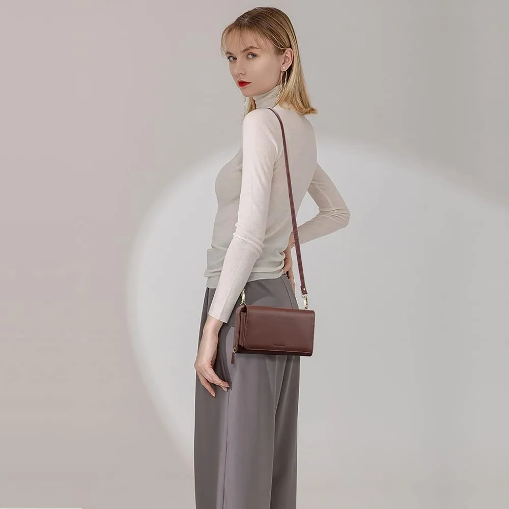 Peacocktion Women Wallet Purse Card Holder with RFID, Large Capacity Crossbody Wristlet Clutch 2 Straps
