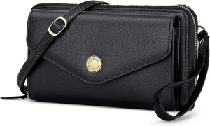 Peacocktion Women Wallet Purse Card Holder with RFID, Large Capacity Crossbody Wristlet Clutch 2 Straps