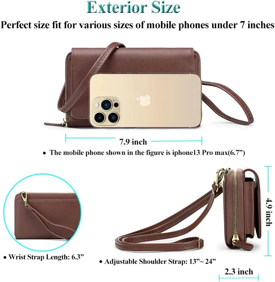 Peacocktion Women Wallet Purse Card Holder with RFID, Large Capacity Crossbody Wristlet Clutch 2 Straps