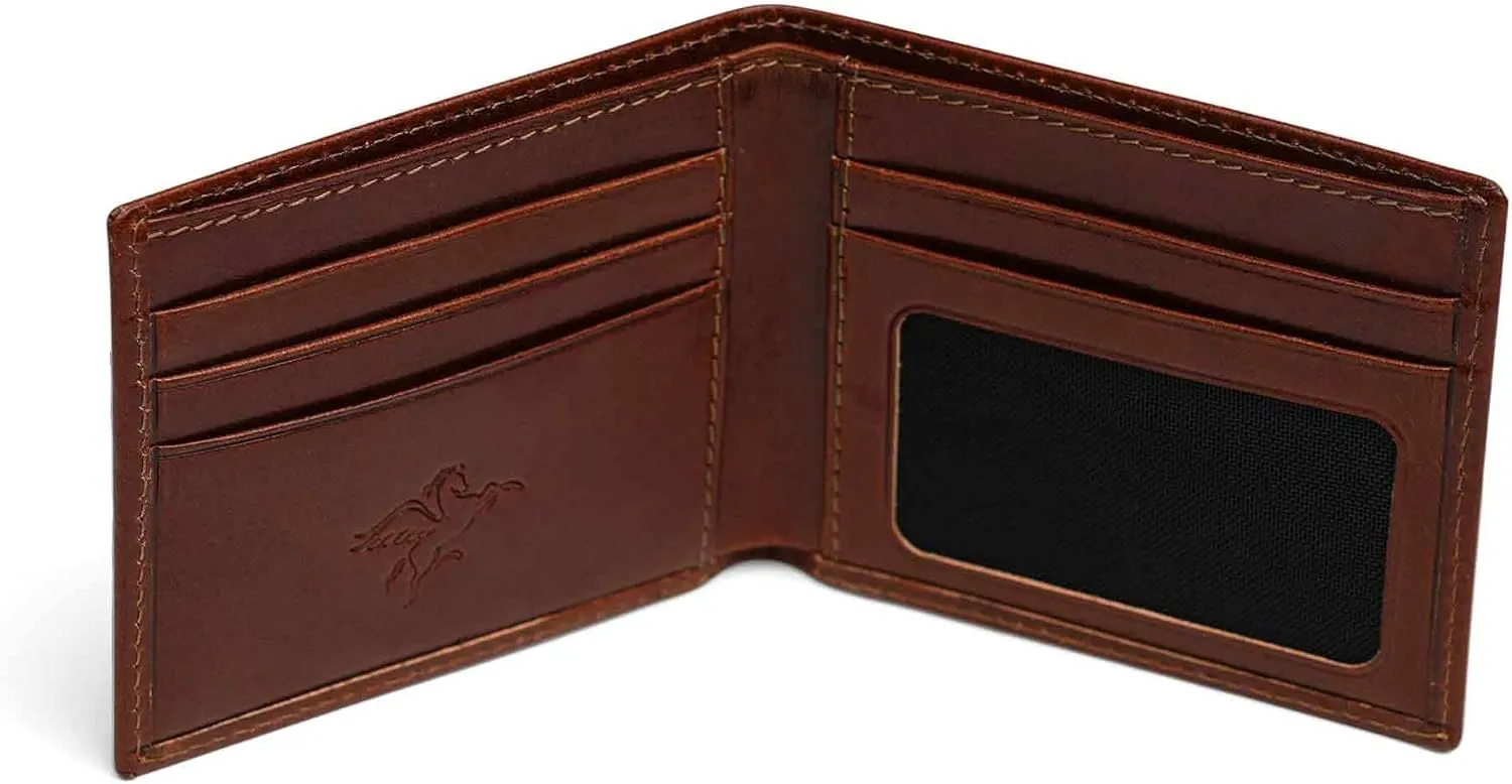 PEGAI Standard Leather Bifold Wallet For Men | Minimalist RFID Blocking Slim Wallet For Men With Credit Card Holder | Edward Italian (Rum Brown)