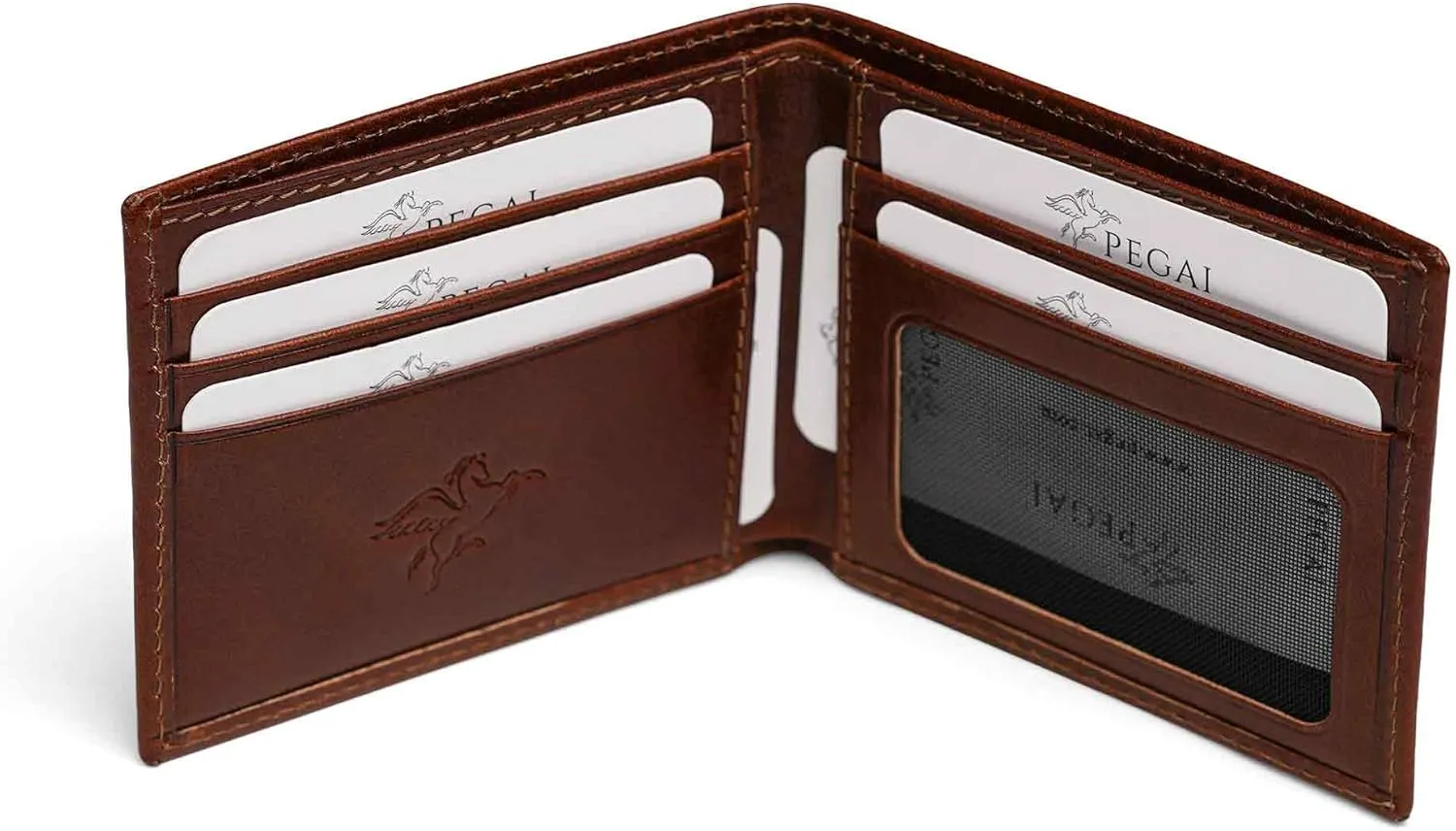 PEGAI Standard Leather Bifold Wallet For Men | Minimalist RFID Blocking Slim Wallet For Men With Credit Card Holder | Edward Italian (Rum Brown)