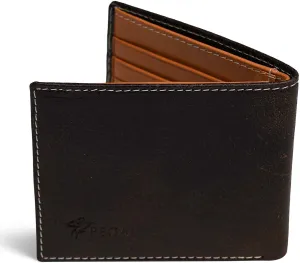 PEGAI Standard Leather Bifold Wallet For Men | Minimalist RFID Blocking Slim Wallet For Men With Credit Card Holder | Edward Italian (Rum Brown)