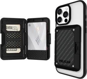 Pelican iPhone MagSafe Wallet with RFID Blocking - Military STD Snap-On Magnetic Phone Wallet for Cash and Phone Card Holder - Detachable Card Holder for iPhone Pro Max 16/15/14/13/12 - Black