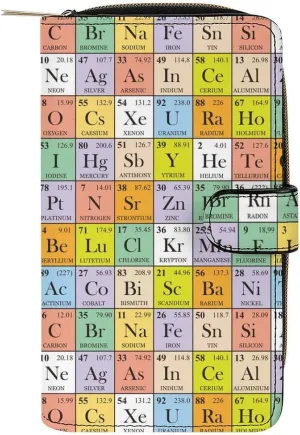 Periodic Table of Elements Wallet for Women Leather Credit Card Holder Clutch Travel Purse with ID Window