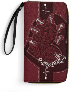 Personalized Grandma's Little Sweethearts Wallet Custom 1-15 Name Grandma Leather Long Wallet Loving Gift For Grandma Mother Mom Birthday Christmas Mothers Day (style 1)