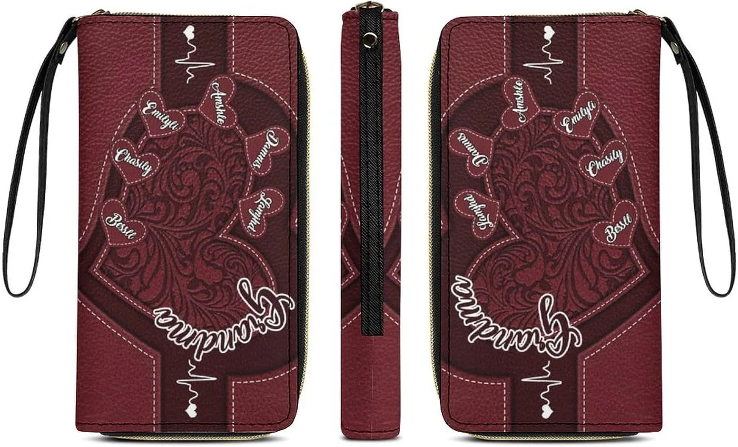 Personalized Grandma's Little Sweethearts Wallet Custom 1-15 Name Grandma Leather Long Wallet Loving Gift For Grandma Mother Mom Birthday Christmas Mothers Day (style 1)