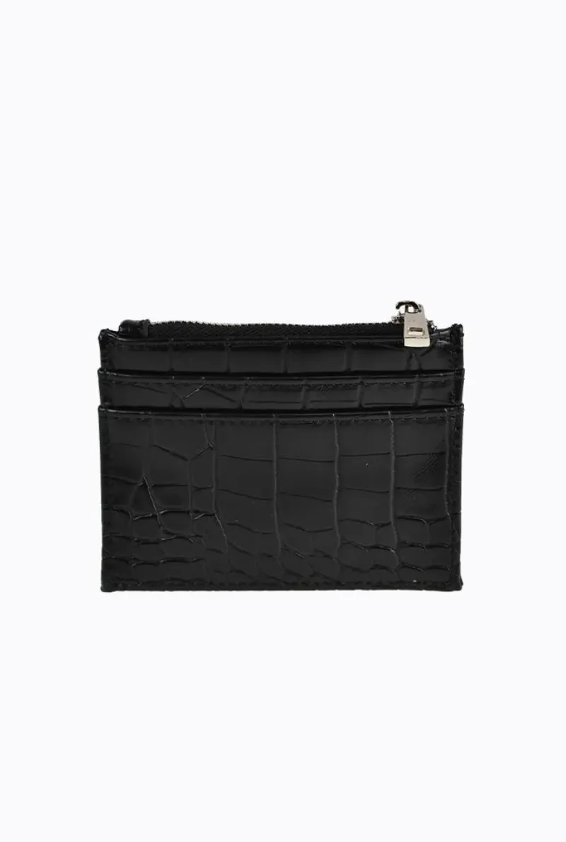 PETA   JAIN IVY CARD HOLDER - BLACK FAUX CROC/SILVER