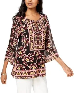 Petite Hardware Neck Angel Sleeve Tunic
