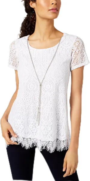 Petite Lace Swing Necklace Top Bright White PM