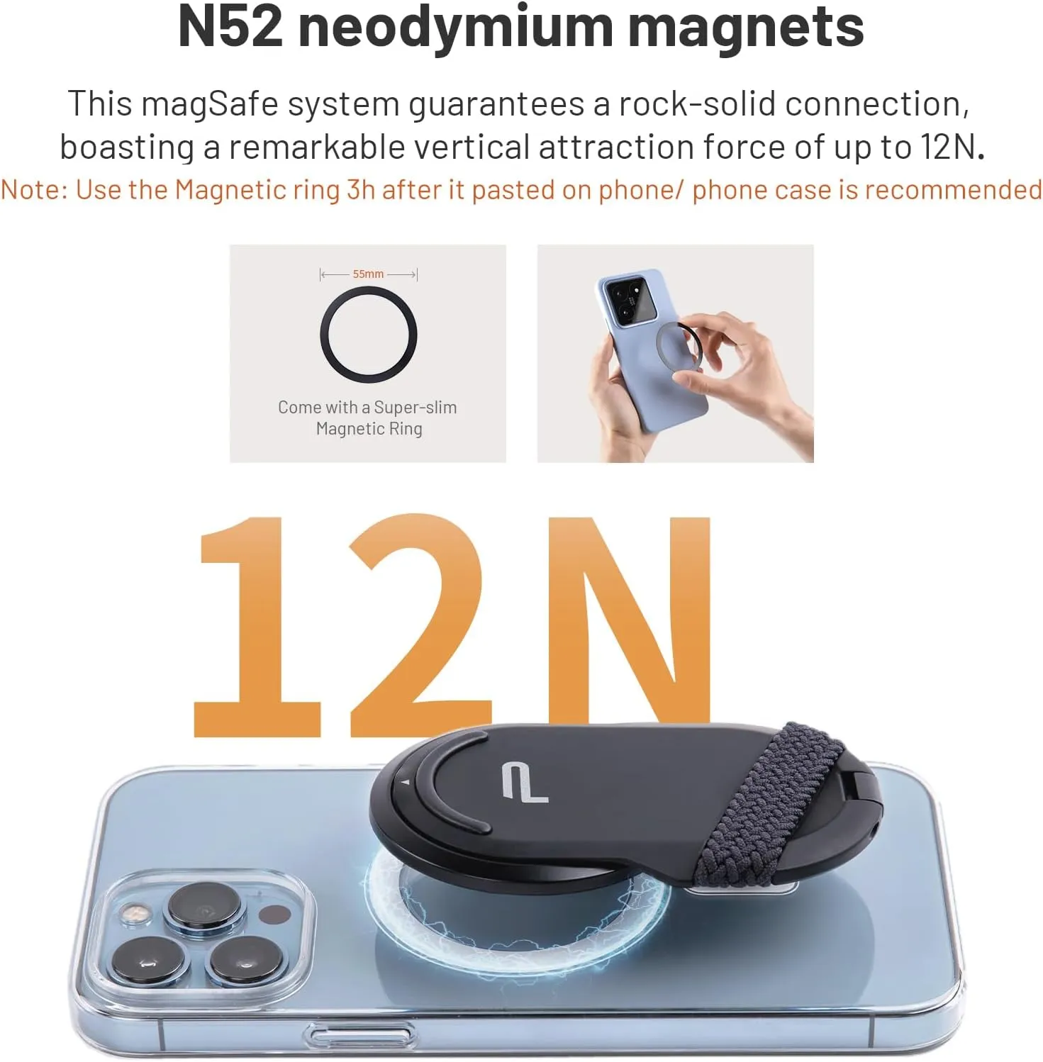 PGYTECH MagFlex Phone Stand, N52 Aluminum Alloy Magsafe Phone Photography Grip Fit for iPhone 16/12/13/14/15 Series with Magnetic Ring for Android