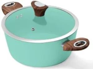 Phantom Chef 4.4 QT Casserole | Stockpot | Aluminum Body Non-Stick Ceramic Coating | With Soft Touch Stay Cool Handle | Dishwasher Safe | Non-Toxic PFOA & PTFE Free Pan | Color Mint