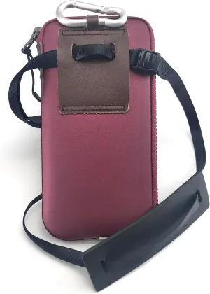 Phone Wallet, Cellphone Lanyard Crossbody, Phone Purse Cell Phone Bags for Women, Phone Pouch Holster for Men, Neoprene Pouch with Clip on and Shoulder Strap & Zipper Pull M Size [ Burgundy ]