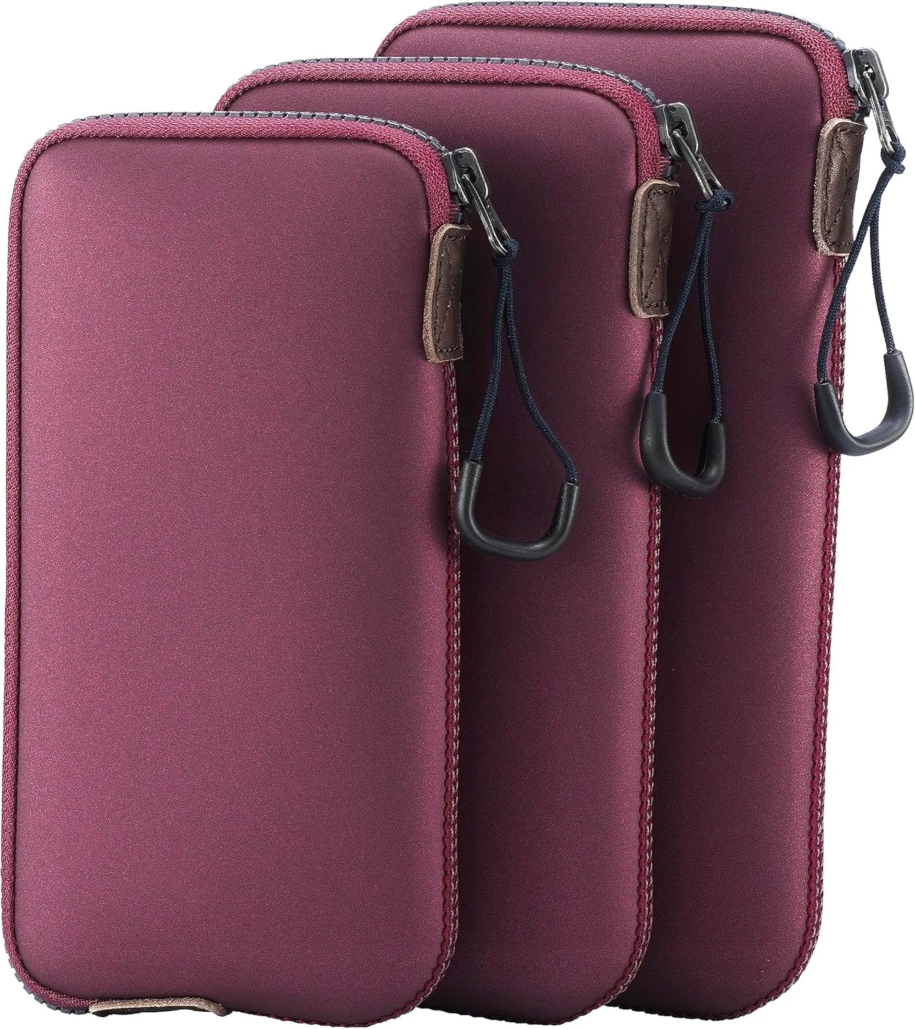 Phone Wallet, Cellphone Lanyard Crossbody, Phone Purse Cell Phone Bags for Women, Phone Pouch Holster for Men, Neoprene Pouch with Clip on and Shoulder Strap & Zipper Pull M Size [ Burgundy ]