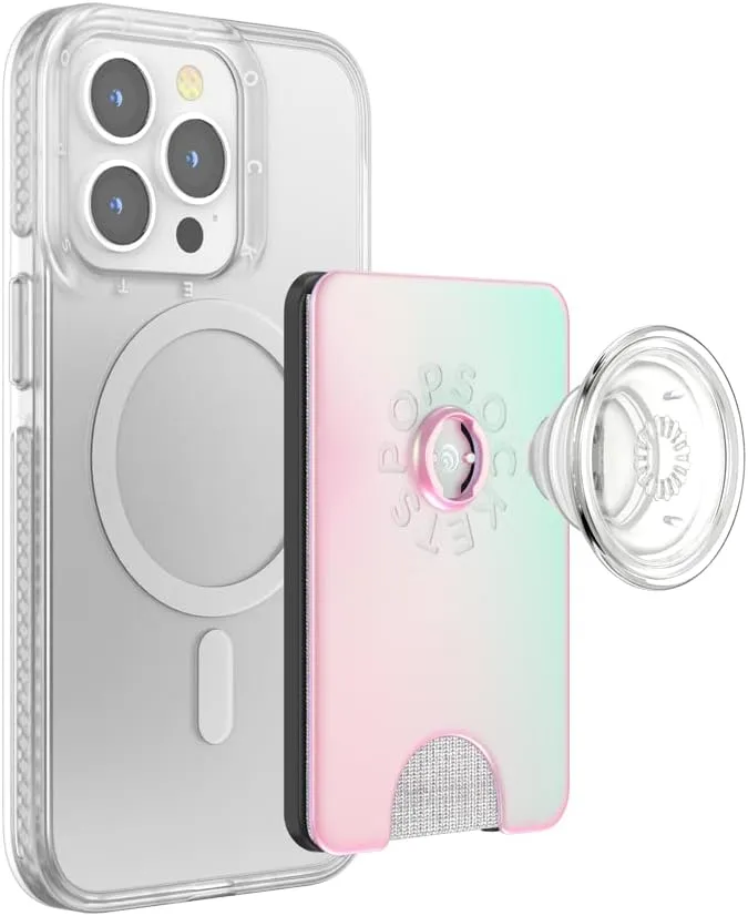 Phone Wallet with Expanding Grip, Phone Card Holder, Wireless Charging Compatible, Wallet Compatible with MagSafe - Mermaid Pink