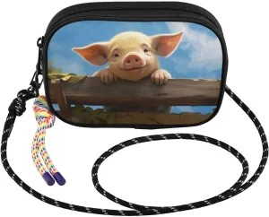 Pig Fence Wooden Cute Small Crossbody Bags for Women Cell Phone Purses Women's Shoulder Handbag Wallet Purse
