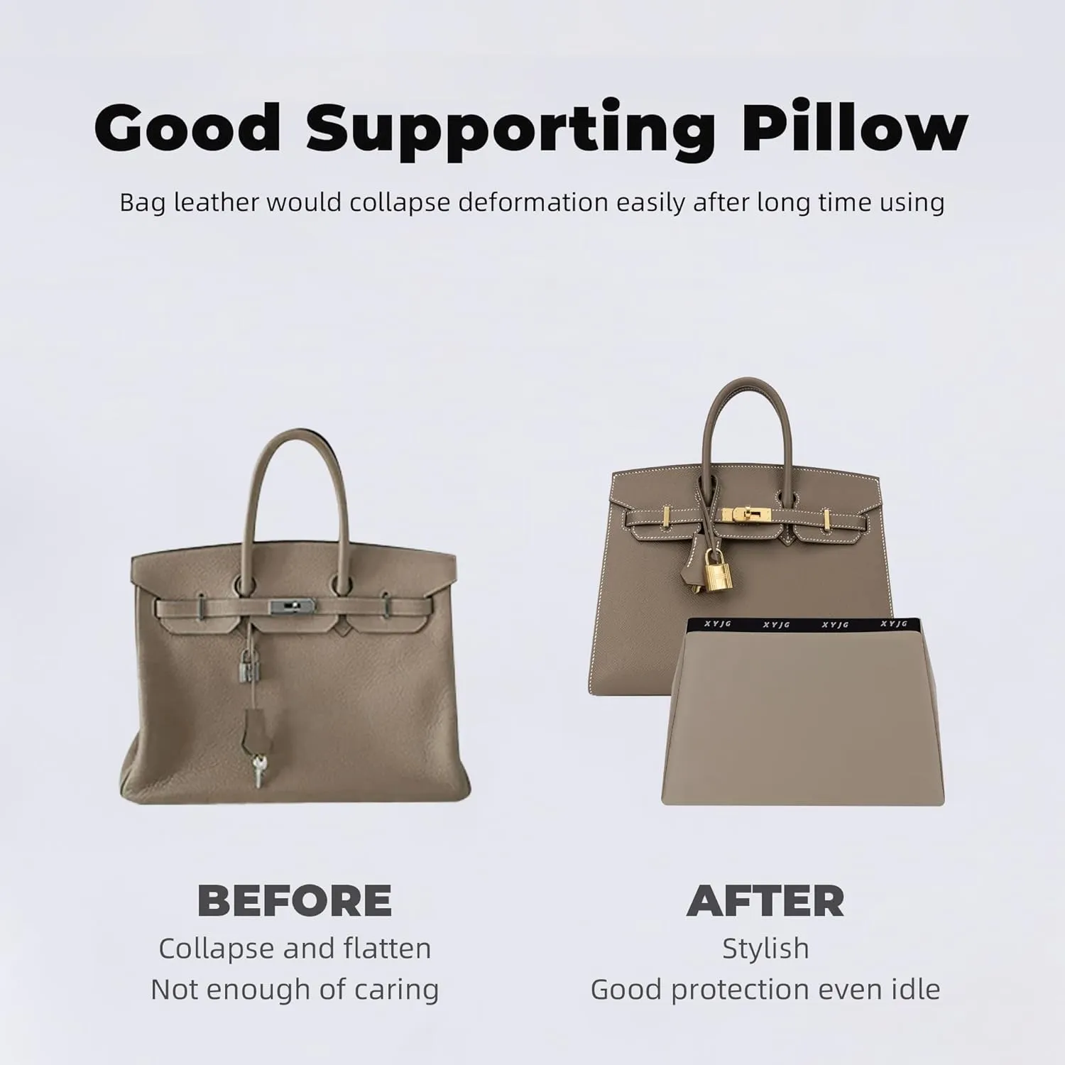 Pillow Luxury Bag Shaper Silky Smooth Insert for Handbagsfit Birkin 20/25/30/35/40 Bags, Keep Bag Shape(Brikin 25,Gold)