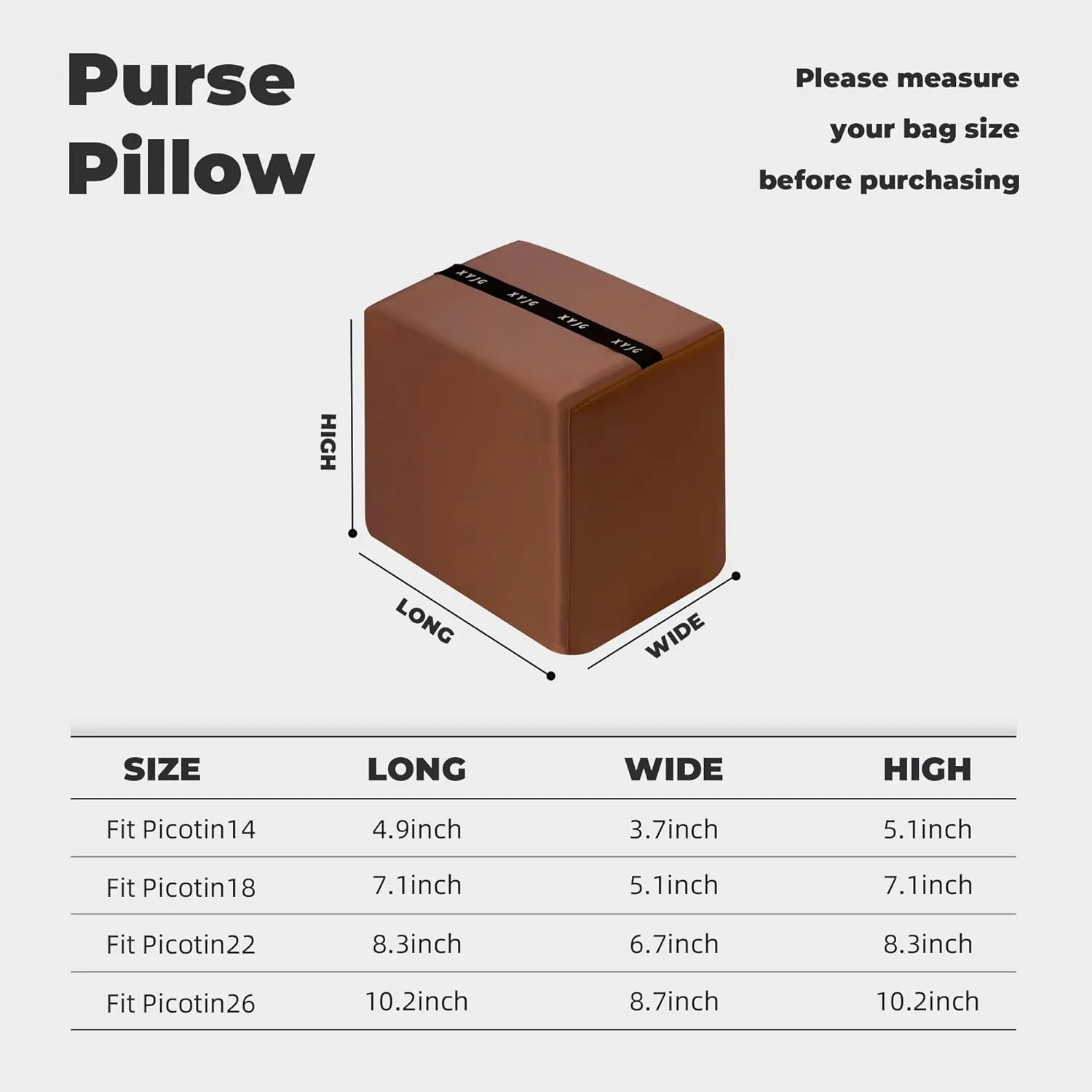 Pillow Luxury Bag Shaper Silky Smooth Insert for Handbagsfit Picotin 14/18/22/26 Bags, Keep Bag Shape(PC 22,Gold)