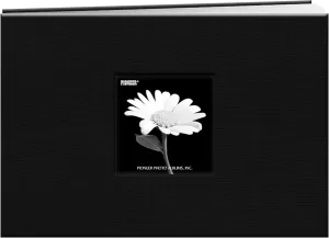 Pioneer 5 Inch by 7 Inch Postbound Fabric Frame Front Memory Book, Deep Black