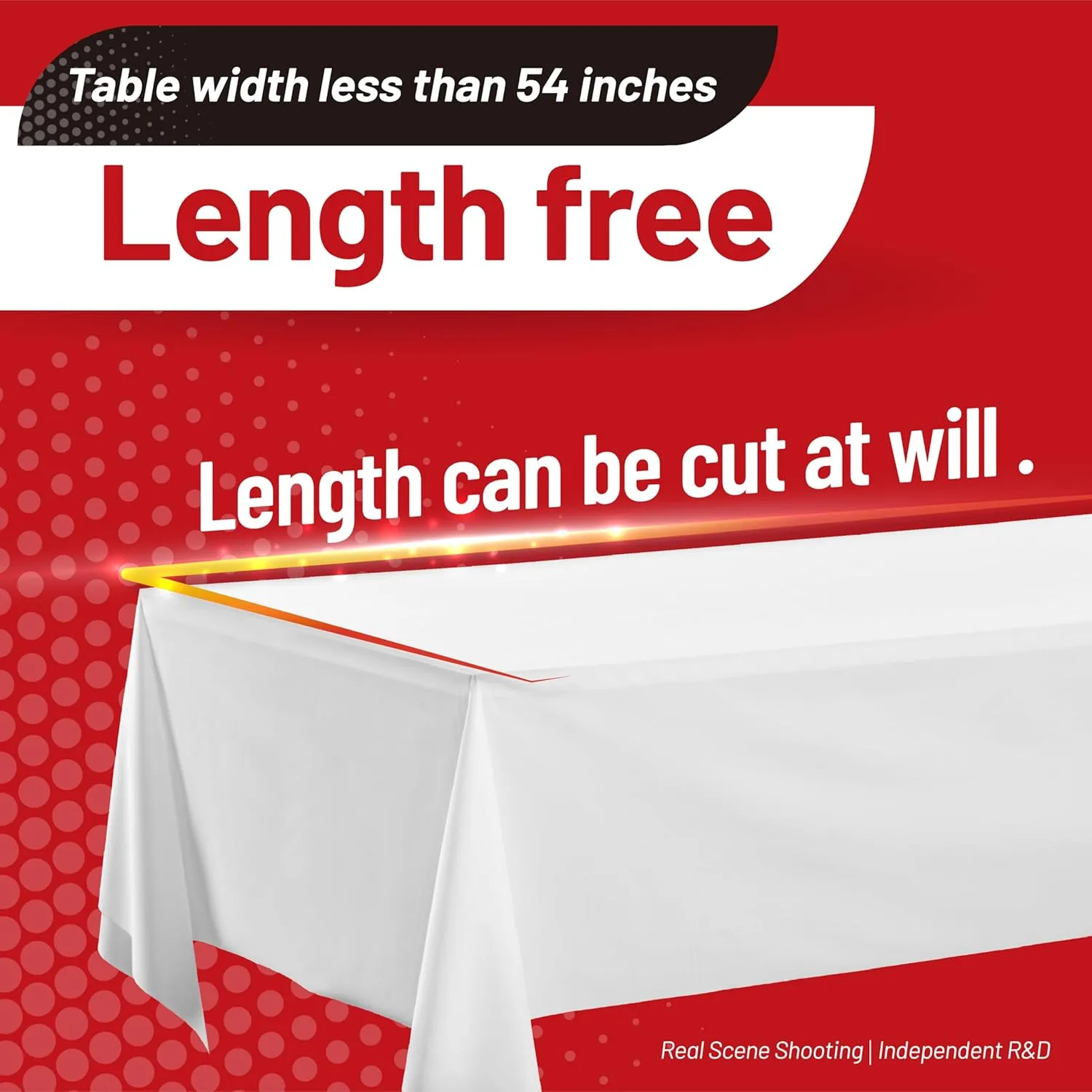 Plastic Table Cloth, 310 Ft x 54 in Disposable Tablecloth White Plastic Tablecloth with Any Cut Sliding Cutters and 100 Bags Premium PEVA Table Cover Roll for Picnics, Parties, Birthdays, Weddings