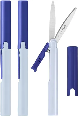 Plus Pen Style Compact Twiggy Scissors with Cover, 3-Pack Blue