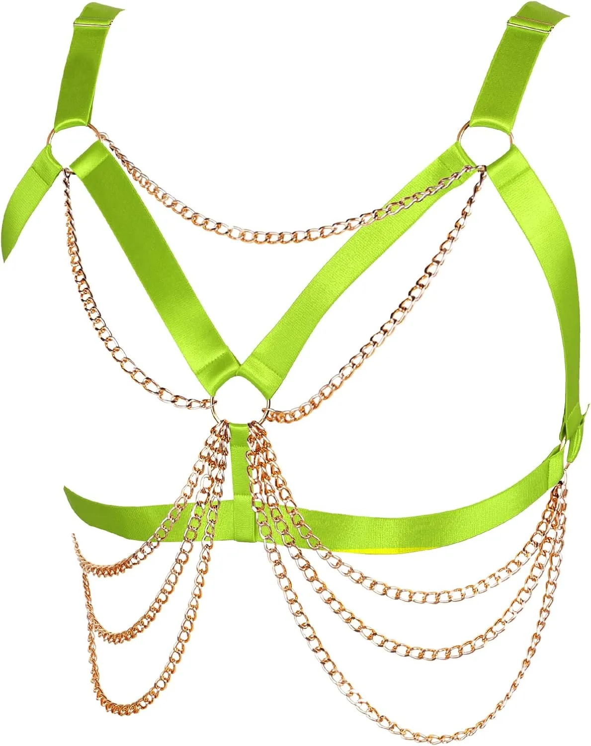 Plus Size Punk Gothic Body Metal chain Breast Cage Harness Bra for Women's Lingerie Hollow Out Frame Belts