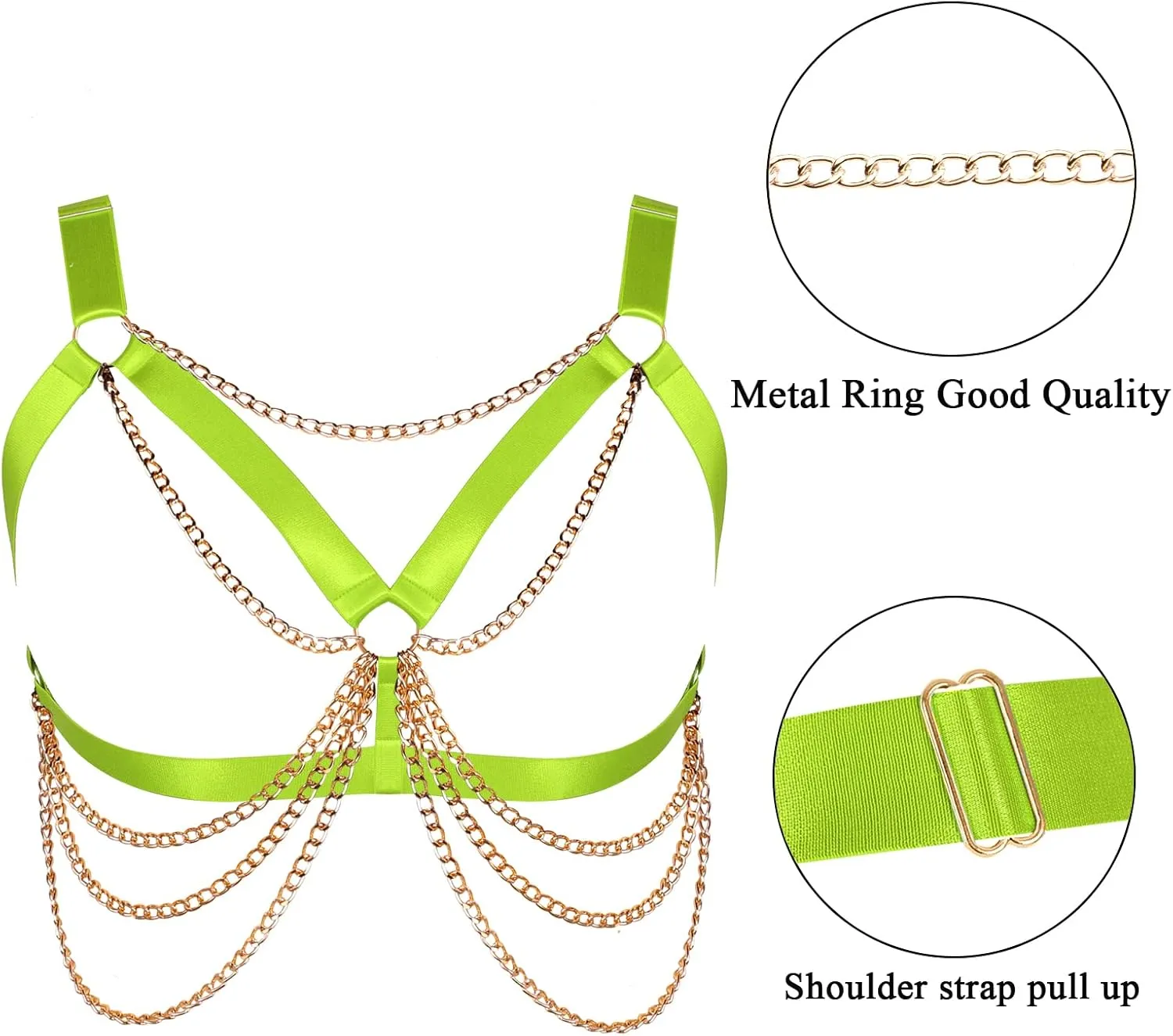 Plus Size Punk Gothic Body Metal chain Breast Cage Harness Bra for Women's Lingerie Hollow Out Frame Belts