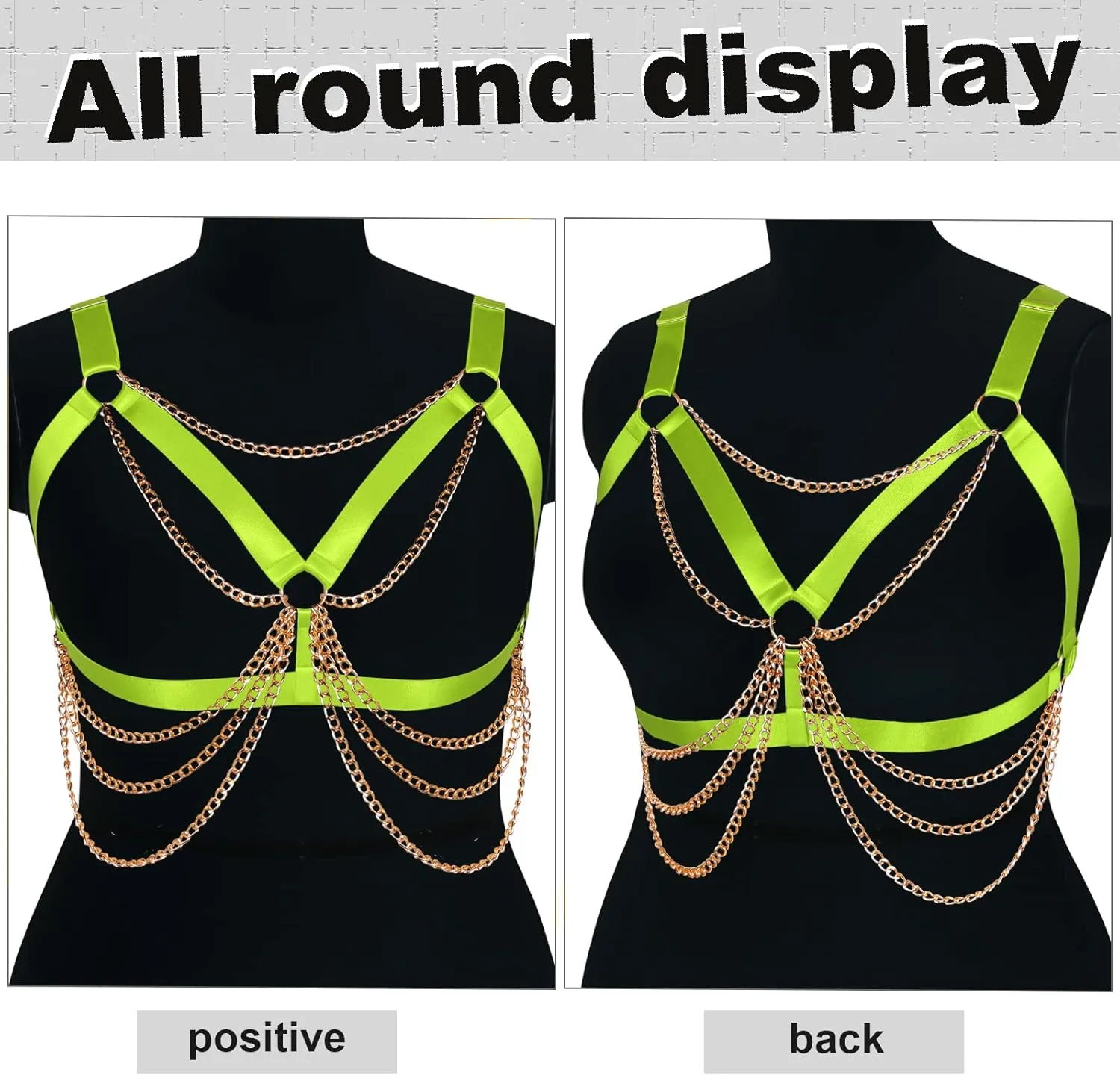 Plus Size Punk Gothic Body Metal chain Breast Cage Harness Bra for Women's Lingerie Hollow Out Frame Belts