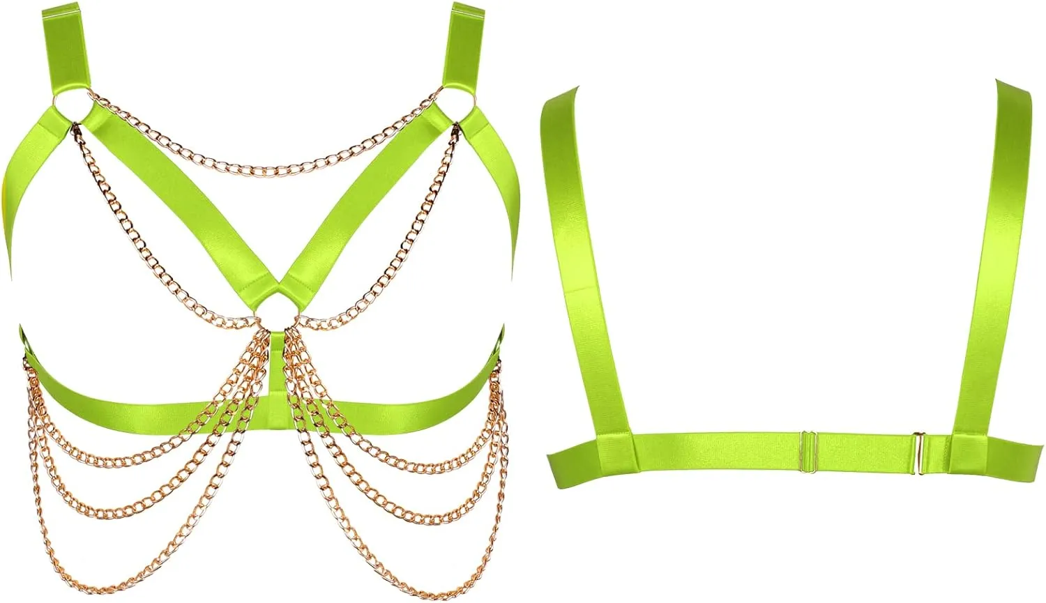 Plus Size Punk Gothic Body Metal chain Breast Cage Harness Bra for Women's Lingerie Hollow Out Frame Belts
