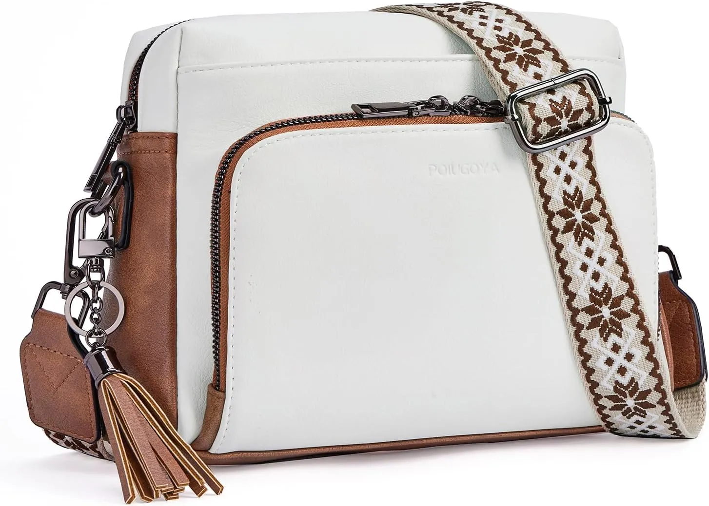 POIUGOYA Crossbody Purses for Women Trendy,Vegan Leather Medium Crossbody Bag,Women's Crossbody Travel Purse Built in Wallet
