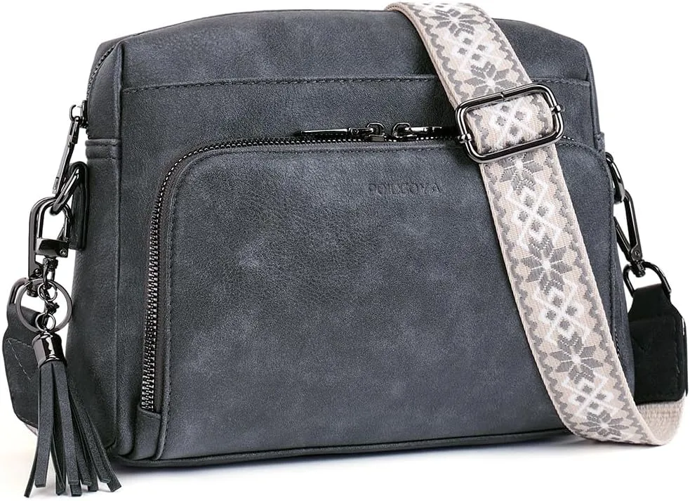 POIUGOYA Crossbody Purses for Women Trendy,Vegan Leather Medium Crossbody Bag,Women's Crossbody Travel Purse Built in Wallet