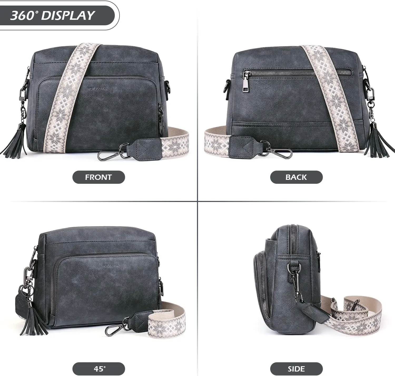 POIUGOYA Crossbody Purses for Women Trendy,Vegan Leather Medium Crossbody Bag,Women's Crossbody Travel Purse Built in Wallet