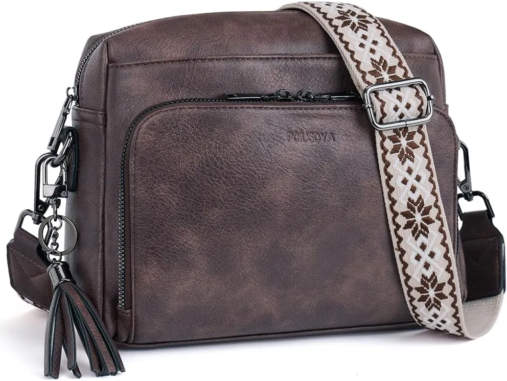 POIUGOYA Crossbody Purses for Women Trendy,Vegan Leather Medium Crossbody Bag,Women's Crossbody Travel Purse Built in Wallet