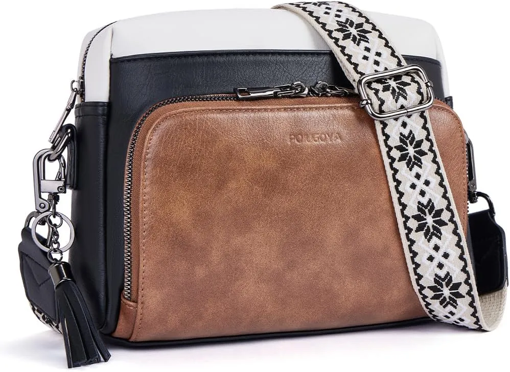 POIUGOYA Crossbody Purses for Women Trendy,Vegan Leather Medium Crossbody Bag,Women's Crossbody Travel Purse Built in Wallet