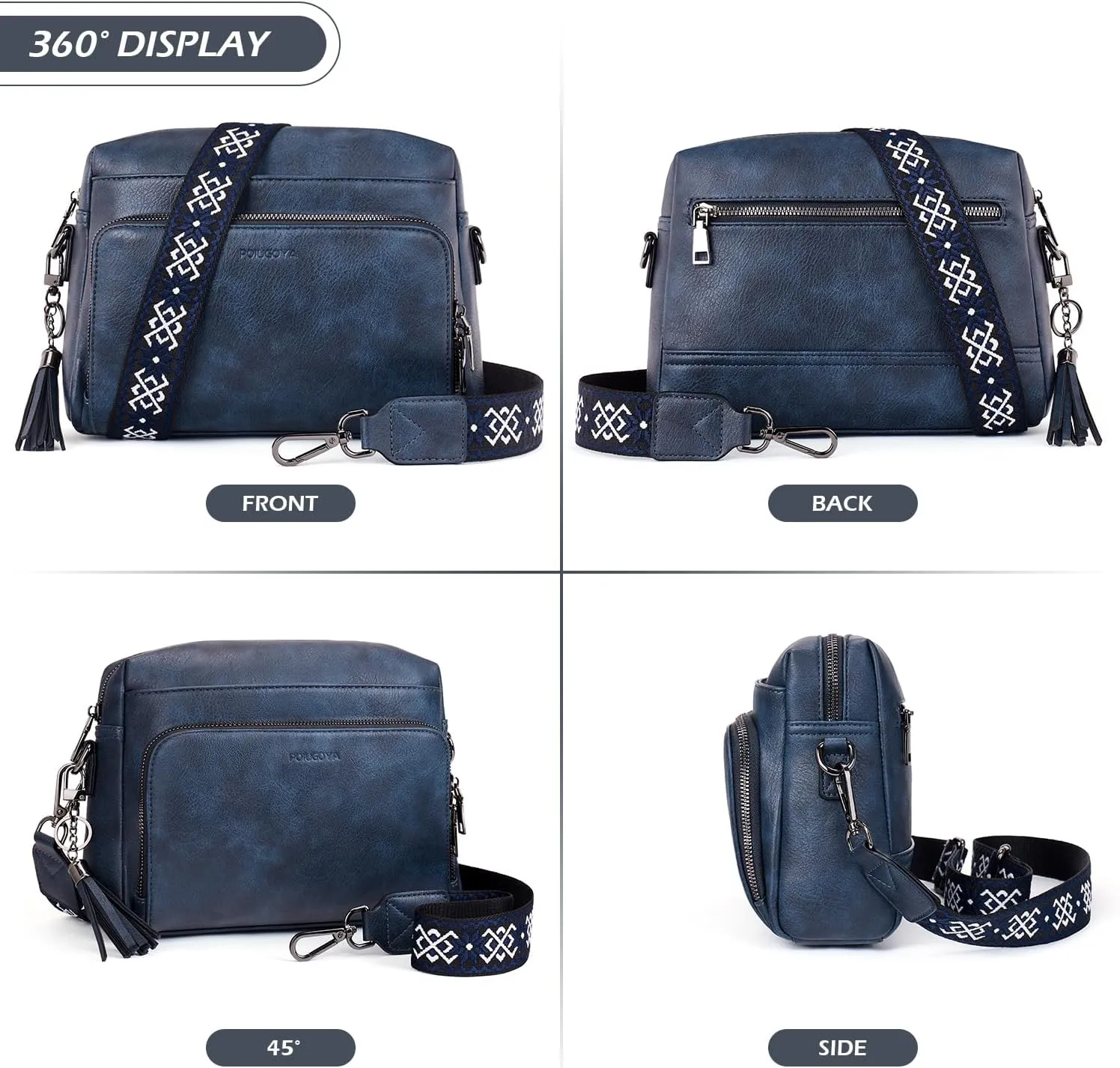 POIUGOYA Crossbody Purses for Women Trendy,Vegan Leather Medium Crossbody Bag,Women's Crossbody Travel Purse Built in Wallet