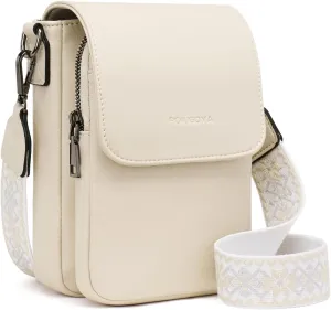 POIUGOYA Small Crossbody Bags for Women Trendy,Leather Triple Compartment Cell Phone Crossbody Wallet Purses with Card Slots