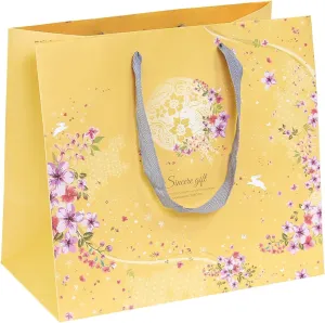 Pomei 25 PCS Gift Paper Bags-Moon Forest, Printed White Kraft Paper with Gray Flat Handles, 10.6"x9.8"x6.1", Paper Bags for Gifting, Retail, and Shopping.