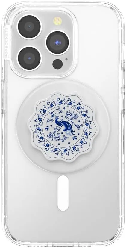 PopSockets Phone Grip Compatible with MagSafe, Phone Holder, Wireless Charging Compatible - Peacock Saucer