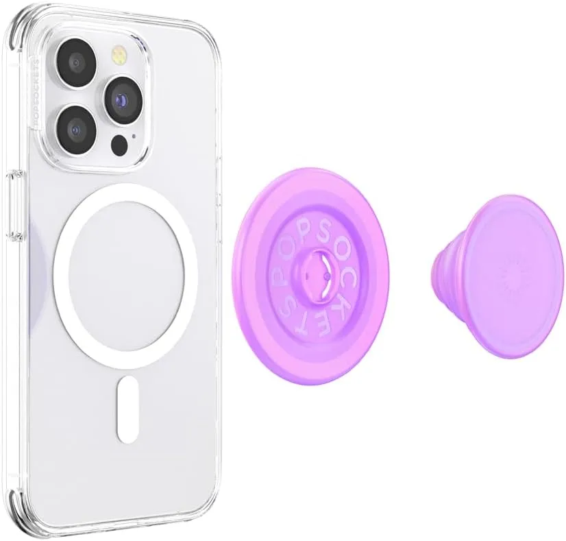 PopSockets Phone Grip with Expanding Kickstand, Compatible with MagSafe, Adapter Ring for MagSafe Included, Wireless Charging Compatible - Pink Opalescent