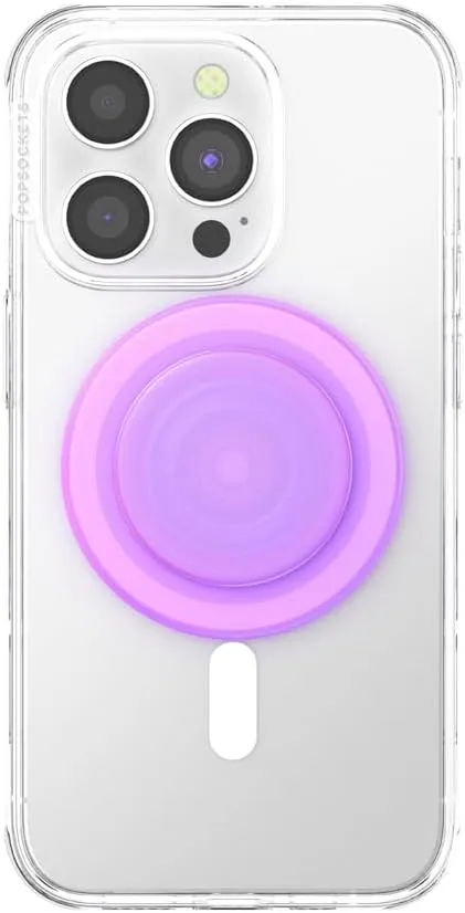 PopSockets Phone Grip with Expanding Kickstand, Compatible with MagSafe, Adapter Ring for MagSafe Included, Wireless Charging Compatible - Pink Opalescent
