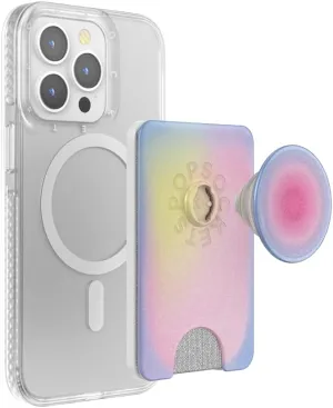 PopSockets Phone Wallet with Expanding Grip and Adapter Ring for MagSafe®, Phone Card Holder, Wireless Charging Compatible, Wallet Compatible with MagSafe - Aura